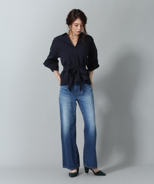 Andemiu（アンデミュウ）の「ソデタックヌケエリブラウス769096（シャツ/ブラウス・レディース・ブラウン/その他/アイボリー/ネイビー/イエロー・FREE）」の9枚目の写真