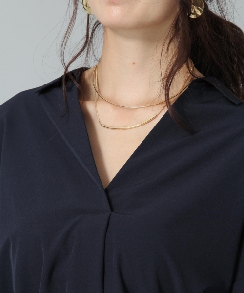 Andemiu（アンデミュウ）の「ソデタックヌケエリブラウス769096（シャツ/ブラウス・レディース・ブラウン/その他/アイボリー/ネイビー/イエロー・FREE）」の14枚目の写真