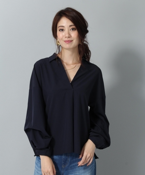 Andemiu（アンデミュウ）の「ソデタックヌケエリブラウス769096（シャツ/ブラウス・レディース・ブラウン/その他/アイボリー/ネイビー/イエロー・FREE）」の19枚目の写真