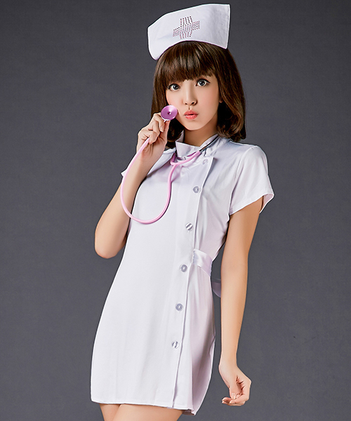 OSYAREVO（オシャレボ）の「コスプレ スタンドカラー バックリボン ナース レディース ホワイトデー 記念日（コスチューム/パーティーグッズ・レディース・ホワイト/ベビーピンク・MEDIUM/LARGE/X-LARGE）」の16枚目の写真