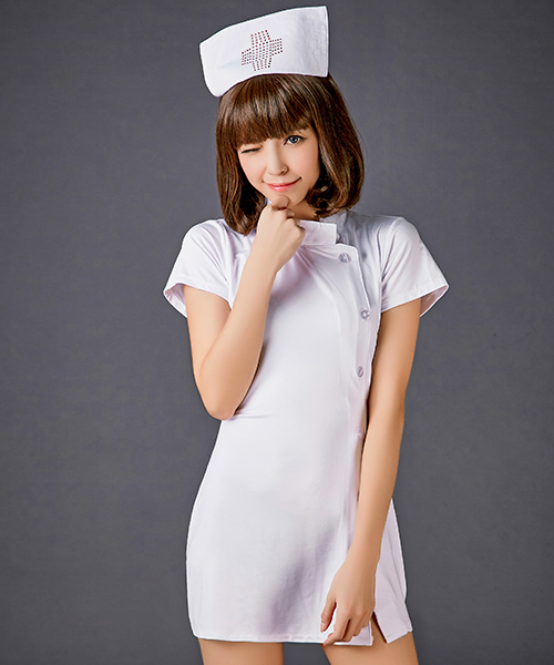 OSYAREVO（オシャレボ）の「コスプレ スタンドカラー バックリボン ナース レディース ホワイトデー 記念日（コスチューム/パーティーグッズ・レディース・ホワイト/ベビーピンク・MEDIUM/LARGE/X-LARGE）」の18枚目の写真