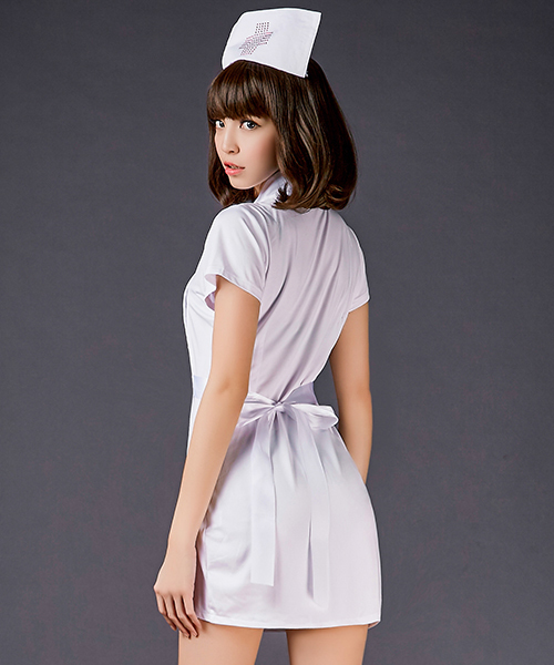 OSYAREVO（オシャレボ）の「コスプレ スタンドカラー バックリボン ナース レディース ホワイトデー 記念日（コスチューム/パーティーグッズ・レディース・ホワイト/ベビーピンク・MEDIUM/LARGE/X-LARGE）」の19枚目の写真