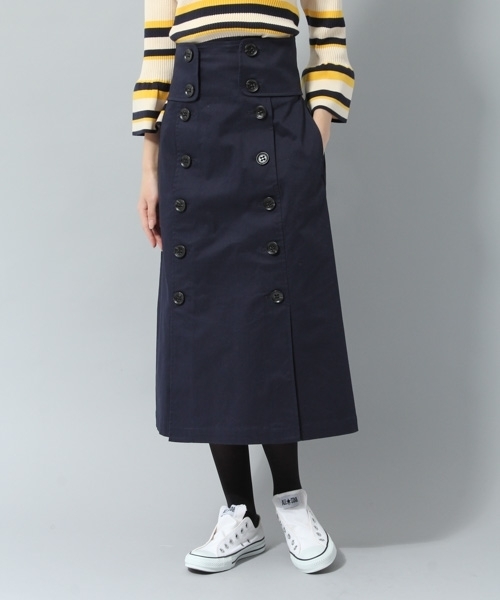 Andemiu(アンデミュウ)の「ボタンストレートトレンチスカート778543(スカート・レディース・ネイビー/グリーン/キャメル・MEDIUM/SMALL)」の3枚目の写真