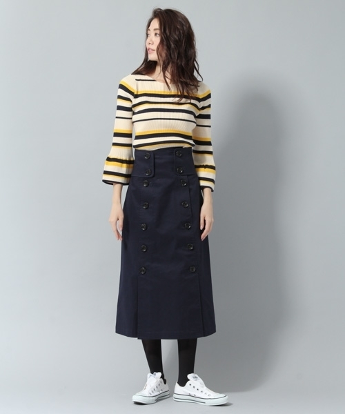 Andemiu(アンデミュウ)の「ボタンストレートトレンチスカート778543(スカート・レディース・ネイビー/グリーン/キャメル・MEDIUM/SMALL)」の10枚目の写真