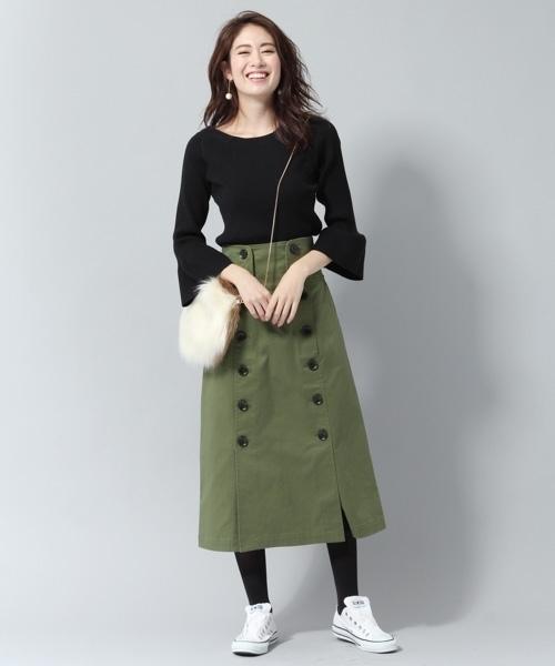 Andemiu(アンデミュウ)の「ボタンストレートトレンチスカート778543(スカート・レディース・ネイビー/グリーン/キャメル・MEDIUM/SMALL)」の14枚目の写真