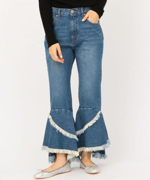 Another Edition（アナザーエディション）の「デニムフリルパンツ（デニムパンツ・レディース・ライトブルー/コバルトブルー・SMALL/MEDIUM）」の4枚目の写真