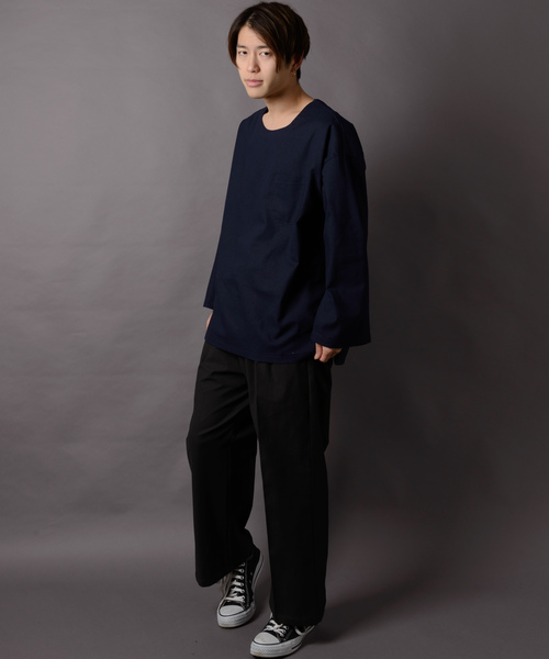 MANGROVE（マングローブ）の「【MANGROVE】カラー綿麻BIGシルエットプルオーバー（Tシャツ/カットソー・メンズ・ブラック/ベージュ/ネイビー/グレー/オフホワイト/カーキ/グリーン/マスタード/ワインレッド・SMALL/MEDIUM/LARGE）」の19枚目の写真