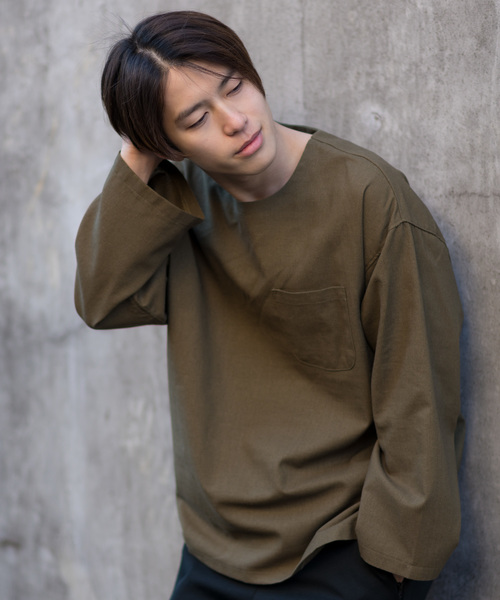 MANGROVE（マングローブ）の「【MANGROVE】カラー綿麻BIGシルエットプルオーバー（Tシャツ/カットソー・メンズ・ブラック/ベージュ/ネイビー/グレー/オフホワイト/カーキ/グリーン/マスタード/ワインレッド・SMALL/MEDIUM/LARGE）」の13枚目の写真