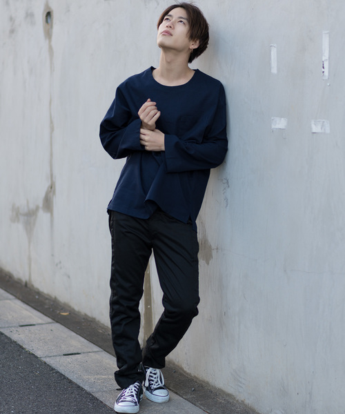 MANGROVE（マングローブ）の「【MANGROVE】カラー綿麻BIGシルエットプルオーバー（Tシャツ/カットソー・メンズ・ブラック/ベージュ/ネイビー/グレー/オフホワイト/カーキ/グリーン/マスタード/ワインレッド・SMALL/MEDIUM/LARGE）」の18枚目の写真