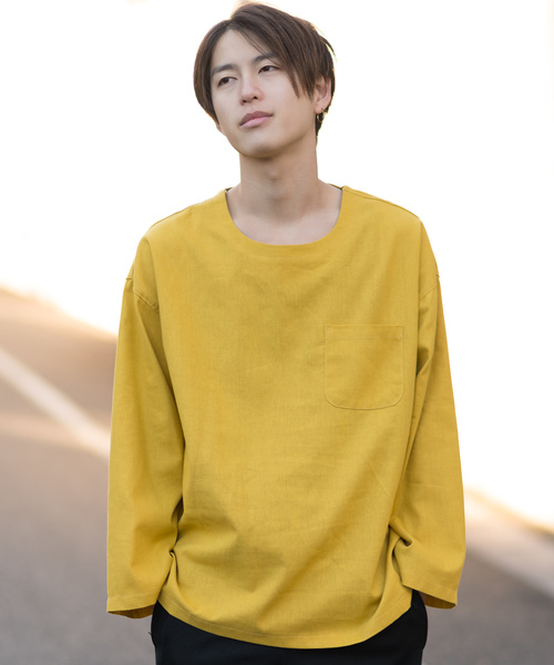 MANGROVE（マングローブ）の「【MANGROVE】カラー綿麻BIGシルエットプルオーバー（Tシャツ/カットソー・メンズ・ブラック/ベージュ/ネイビー/グレー/オフホワイト/カーキ/グリーン/マスタード/ワインレッド・SMALL/MEDIUM/LARGE）」の15枚目の写真