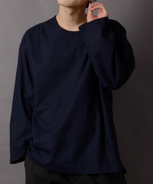 MANGROVE（マングローブ）の「【MANGROVE】カラー綿麻BIGシルエットプルオーバー（Tシャツ/カットソー・メンズ・ブラック/ベージュ/ネイビー/グレー/オフホワイト/カーキ/グリーン/マスタード/ワインレッド・SMALL/MEDIUM/LARGE）」の7枚目の写真