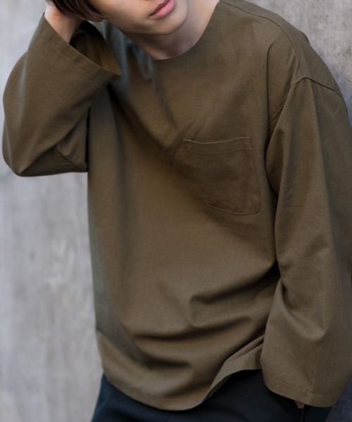 MANGROVE（マングローブ）の「【MANGROVE】カラー綿麻BIGシルエットプルオーバー（Tシャツ/カットソー・メンズ・ブラック/ベージュ/ネイビー/グレー/オフホワイト/カーキ/グリーン/マスタード/ワインレッド・SMALL/MEDIUM/LARGE）」の5枚目の写真
