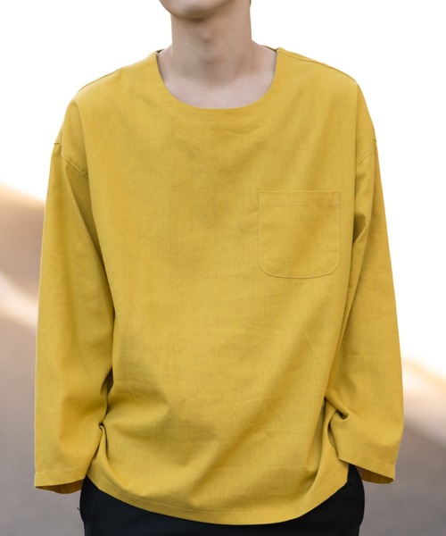 MANGROVE（マングローブ）の「【MANGROVE】カラー綿麻BIGシルエットプルオーバー（Tシャツ/カットソー・メンズ・ブラック/ベージュ/ネイビー/グレー/オフホワイト/カーキ/グリーン/マスタード/ワインレッド・SMALL/MEDIUM/LARGE）」の8枚目の写真