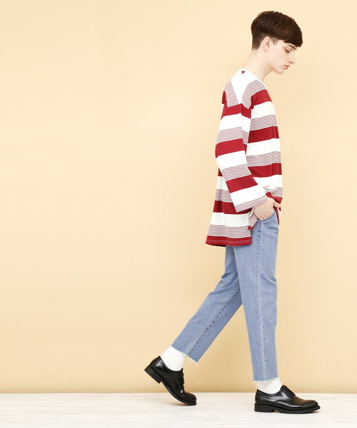 EMMA CLOTHES（エマクローズ）の「ヴィンテージストレッチテーパードリラックスデニム（デニムパンツ・メンズ・サックスブルー/ライトブルー/ブルー・L/M）」の4枚目の写真