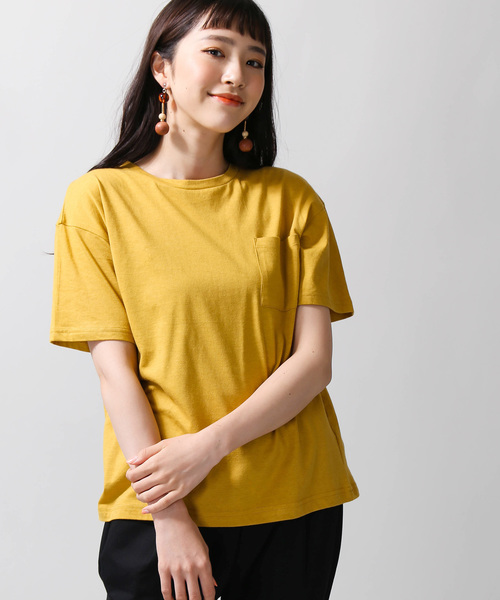 WEGO(ウィゴー)の「WEGO/デイリークルーネックビッグシルエットカットソー(Tシャツ/カットソー)」|マスタード