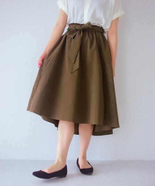 E Hyphen World Gallery イーハイフンワールドギャラリー の リボン付ミディフレアスカート スカート Wear