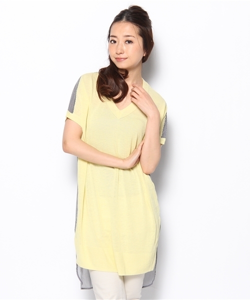 Acienta（アシエンタ）の「布帛切替チュニック（チュニック・レディース・アイボリー/ネイビー/ライトイエロー・FREE）」の3枚目の写真