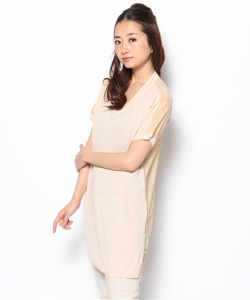 Acienta（アシエンタ）の「布帛切替チュニック（チュニック・レディース・アイボリー/ネイビー/ライトイエロー・FREE）」の2枚目の写真