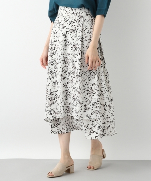 LEPSIM（レプシィム）の「ガラプリントフレアスカート　796644（スカート・レディース・ブラック/ネイビー/オフホワイト・LARGE/MEDIUM）」の2枚目の写真