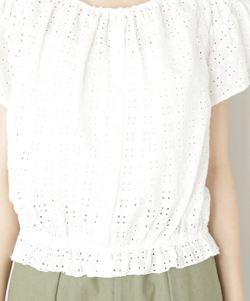 LOWRYS FARM（ローリーズファーム）の「ソウシシュウブラウス／ＳＳ　797866（シャツ/ブラウス・レディース・ブラック/パープル/オフホワイト・MEDIUM/LARGE）」の8枚目の写真