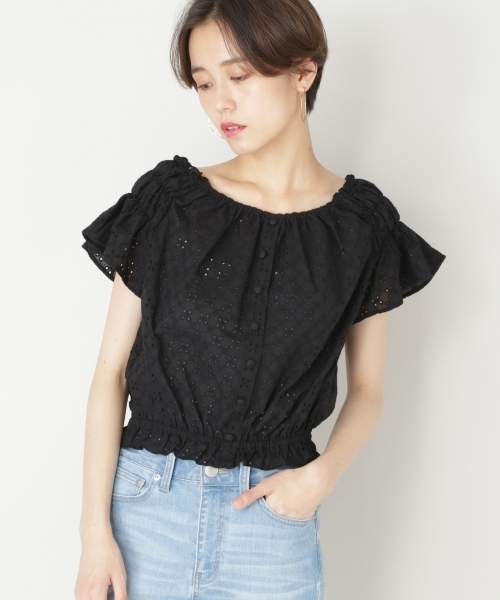 LOWRYS FARM（ローリーズファーム）の「ソウシシュウブラウス／ＳＳ　797866（シャツ/ブラウス・レディース・ブラック/パープル/オフホワイト・MEDIUM/LARGE）」の14枚目の写真