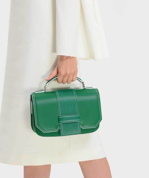 CHARLES & KEITH(チャールズ & キース)の「トップハンドルサチャルバッグ / TOP HANDLE SATCHEL BAG(ショルダーバッグ・レディース・オレンジ/グリーン・M)」の3枚目の写真