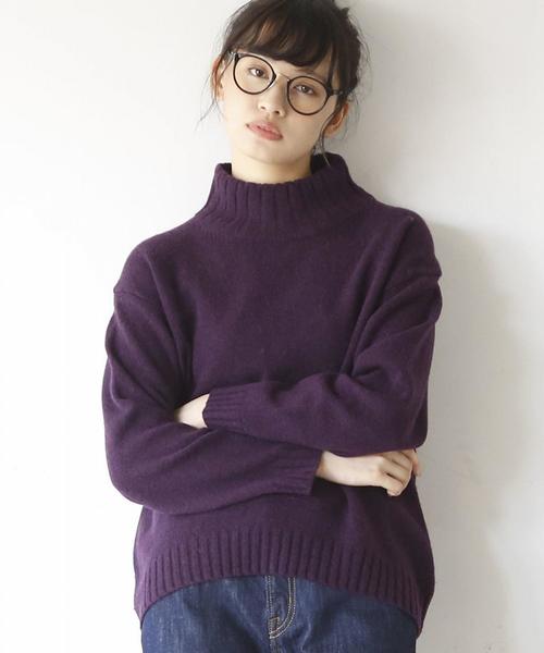 coen（コーエン）の「【『MORE』2月号掲載・手洗いできる】ラムウールオフタートルニット（ニット/セーター・レディース・ライトグレー/モカ/パープル/オレンジ・FREE）」の3枚目の写真