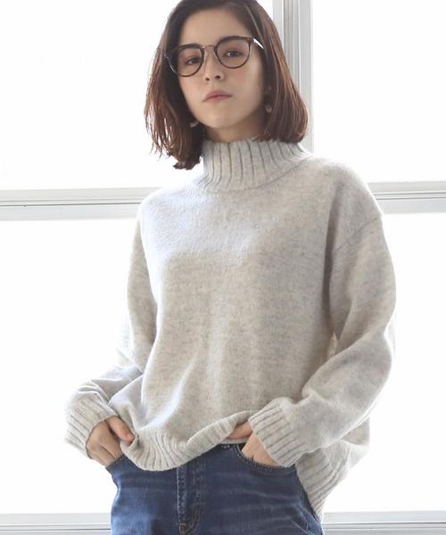 coen（コーエン）の「【『MORE』2月号掲載・手洗いできる】ラムウールオフタートルニット（ニット/セーター・レディース・ライトグレー/モカ/パープル/オレンジ・FREE）」の2枚目の写真