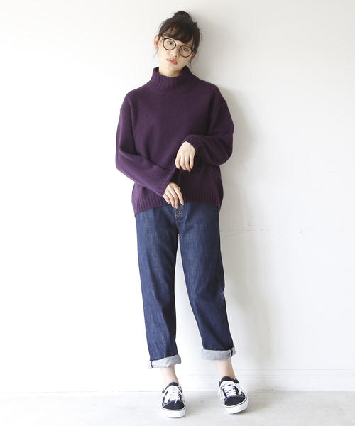 coen（コーエン）の「【『MORE』2月号掲載・手洗いできる】ラムウールオフタートルニット（ニット/セーター・レディース・ライトグレー/モカ/パープル/オレンジ・FREE）」の8枚目の写真