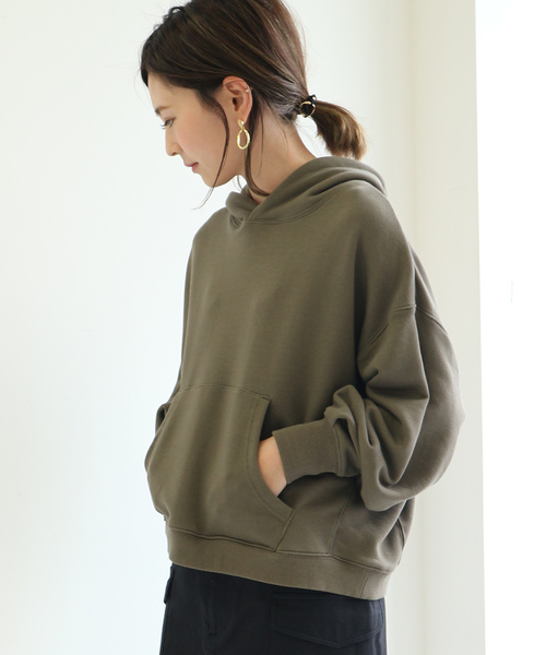 AMERICAN HOLIC(アメリカンホリック)の「ビッグフード付裏毛プルオーバー(Tシャツ/カットソー・レディース・ホワイト系その他/杢グレー/キャメル/チャコールグレー/カーキ・FREE)」の4枚目の写真