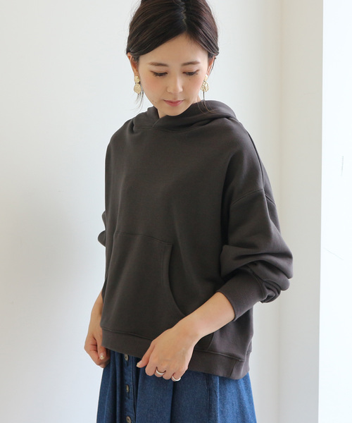 AMERICAN HOLIC(アメリカンホリック)の「ビッグフード付裏毛プルオーバー(Tシャツ/カットソー・レディース・ホワイト系その他/杢グレー/キャメル/チャコールグレー/カーキ・FREE)」の3枚目の写真