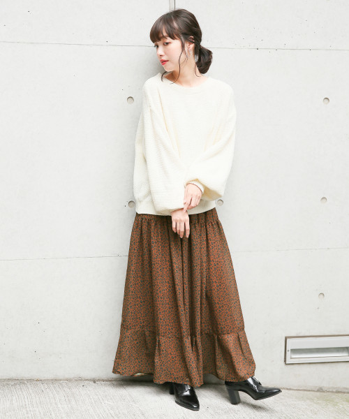 LOWRYS FARM（ローリーズファーム）の「ヒョウガラティアードスカート　814752（スカート・レディース・ブラウン/アイボリー・FREE）」の6枚目の写真