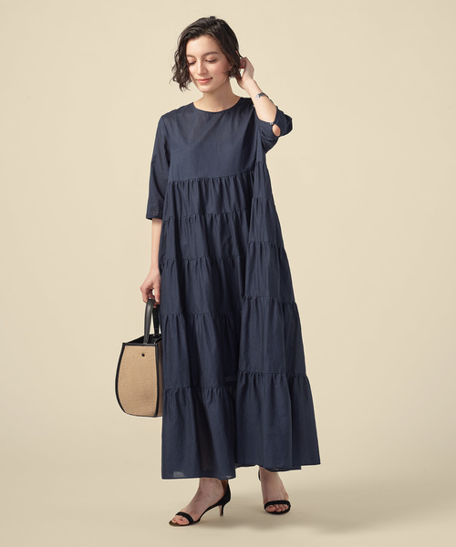 ZOZO（ゾゾ）の「【身長別に選べる】ティアードワンピース/ネイビー[WOMEN]（ワンピース・レディース・ネイビー・マルチサイズ）」の5枚目の写真