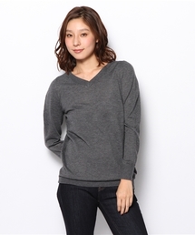 ウール混Vネックニット