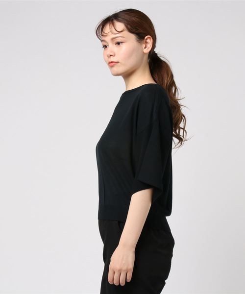 GGD（ジージーディー）の「五分袖モダールニット（ニット/セーター・レディース・ホワイト/ブラック/ピンク/ブルー・LARGE/MEDIUM）」の6枚目の写真