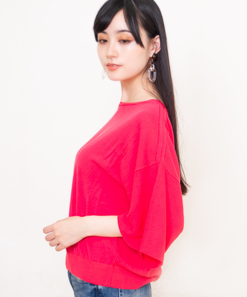 GGD（ジージーディー）の「五分袖モダールニット（ニット/セーター・レディース・ホワイト/ブラック/ピンク/ブルー・LARGE/MEDIUM）」の19枚目の写真