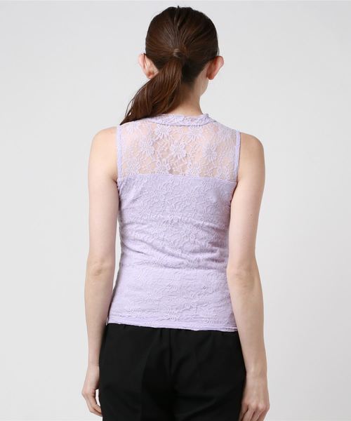 WEGO（ウィゴー）の「WEGO/レースハイネックノースリーブTシャツ（Tシャツ/カットソー・レディース・オフホワイト/ブラック/ライトパープル/ライトイエロー・FREE）」の6枚目の写真