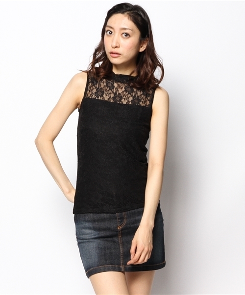 WEGO（ウィゴー）の「WEGO/レースハイネックノースリーブTシャツ（Tシャツ/カットソー・レディース・オフホワイト/ブラック/ライトパープル/ライトイエロー・FREE）」の12枚目の写真