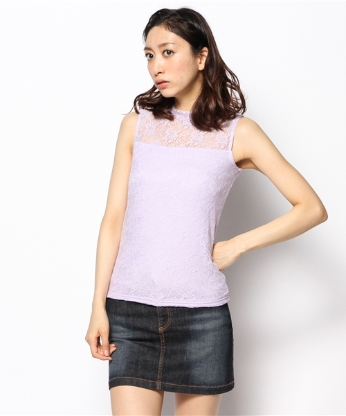 WEGO（ウィゴー）の「WEGO/レースハイネックノースリーブTシャツ（Tシャツ/カットソー・レディース・オフホワイト/ブラック/ライトパープル/ライトイエロー・FREE）」の13枚目の写真