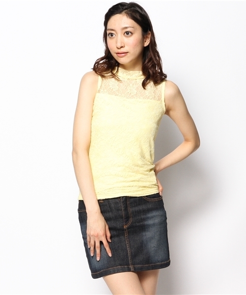 WEGO（ウィゴー）の「WEGO/レースハイネックノースリーブTシャツ（Tシャツ/カットソー・レディース・オフホワイト/ブラック/ライトパープル/ライトイエロー・FREE）」の14枚目の写真