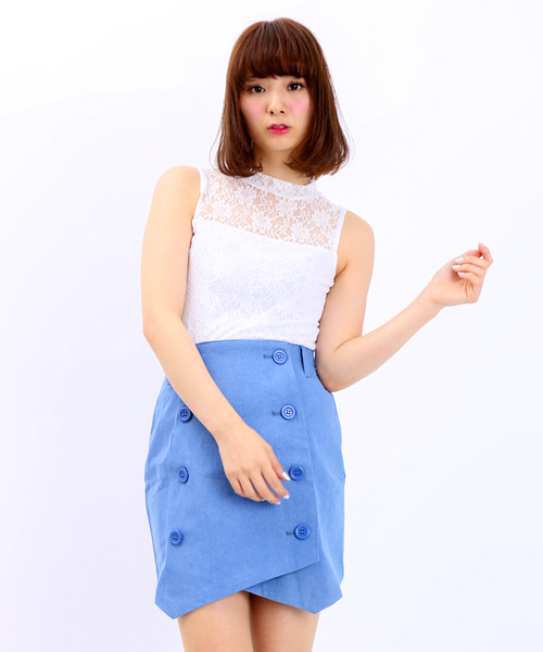 WEGO（ウィゴー）の「WEGO/レースハイネックノースリーブTシャツ（Tシャツ/カットソー・レディース・オフホワイト/ブラック/ライトパープル/ライトイエロー・FREE）」の17枚目の写真