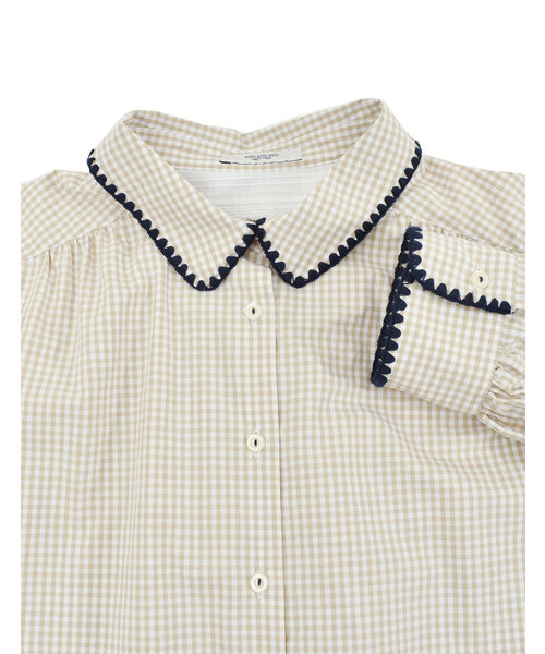 POU DOU DOU(プードゥドゥ)の「はまぐりステッチ衿ギャザーシャツ(シャツ/ブラウス・レディース・ベージュ/オフホワイト/ブルー・3)」の10枚目の写真