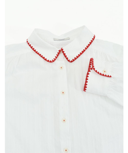 POU DOU DOU(プードゥドゥ)の「はまぐりステッチ衿ギャザーシャツ(シャツ/ブラウス・レディース・ベージュ/オフホワイト/ブルー・3)」の12枚目の写真