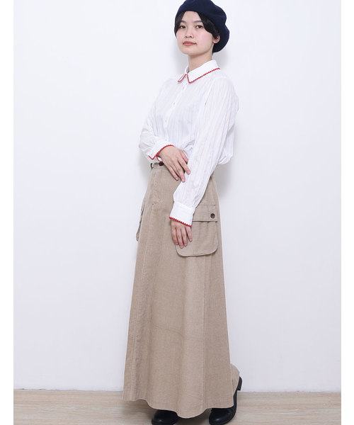 POU DOU DOU(プードゥドゥ)の「はまぐりステッチ衿ギャザーシャツ(シャツ/ブラウス・レディース・ベージュ/オフホワイト/ブルー・3)」の22枚目の写真