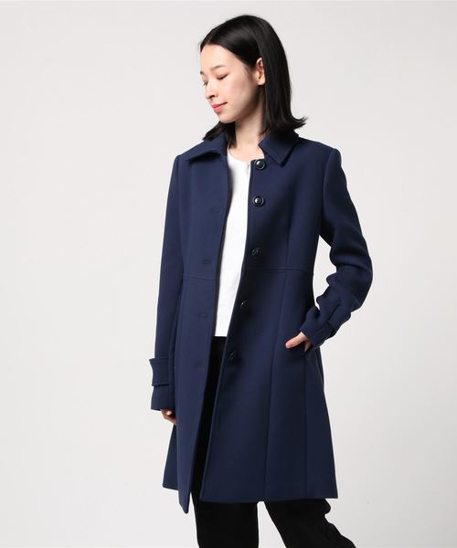 BENETTON (UNITED COLORS OF BENETTON)(ベネトンユナイテッドカラーズオブベネトン)の「ウエスト切り替えAラインステンカラーコート(ステンカラーコート)」|ネイビー