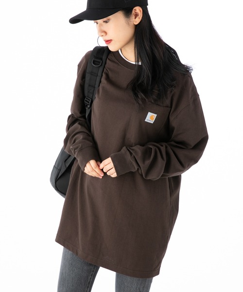 Carhartt（カーハート）の「カーハート 長袖Tシャツ ロンT WORKWEAR POCKET CARHARTT（Tシャツ/カットソー・メンズ・ブラック/ネイビー/ヘザーグレー/チャコールグレー/ダークグリーン/ボルドー/ダークブラウン/ダークカーキ/ホワイト・MEDIUM/LARGE/X-LARGE/SMALL）」の5枚目の写真