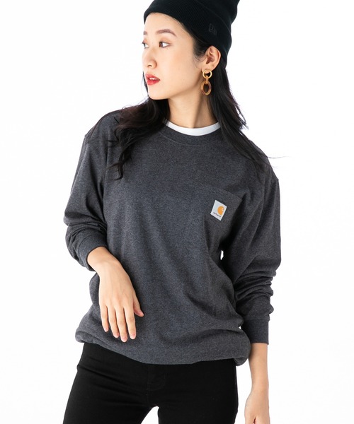 Carhartt（カーハート）の「カーハート 長袖Tシャツ ロンT WORKWEAR POCKET CARHARTT（Tシャツ/カットソー・メンズ・ブラック/ネイビー/ヘザーグレー/チャコールグレー/ダークグリーン/ボルドー/ダークブラウン/ダークカーキ/ホワイト・MEDIUM/LARGE/X-LARGE/SMALL）」の3枚目の写真