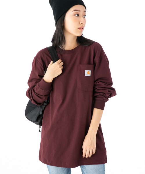 Carhartt（カーハート）の「カーハート 長袖Tシャツ ロンT WORKWEAR POCKET CARHARTT（Tシャツ/カットソー・メンズ・ブラック/ネイビー/ヘザーグレー/チャコールグレー/ダークグリーン/ボルドー/ダークブラウン/ダークカーキ/ホワイト・MEDIUM/LARGE/X-LARGE/SMALL）」の9枚目の写真