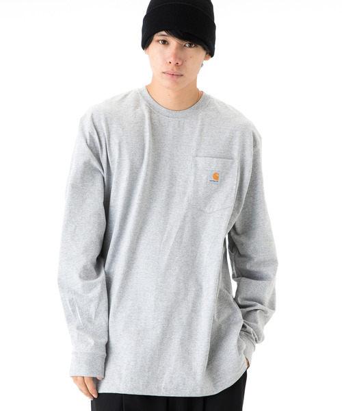 Carhartt（カーハート）の「カーハート 長袖Tシャツ ロンT WORKWEAR POCKET CARHARTT（Tシャツ/カットソー・メンズ・ブラック/ネイビー/ヘザーグレー/チャコールグレー/ダークグリーン/ボルドー/ダークブラウン/ダークカーキ/ホワイト・MEDIUM/LARGE/X-LARGE/SMALL）」の4枚目の写真