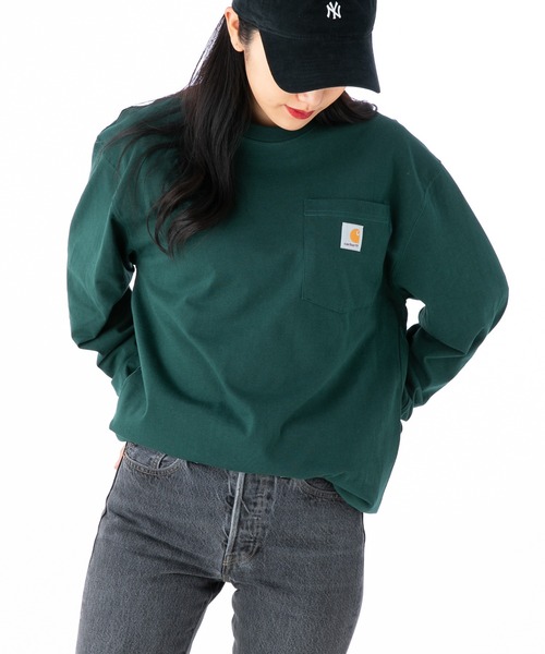 Carhartt（カーハート）の「カーハート 長袖Tシャツ ロンT WORKWEAR POCKET CARHARTT（Tシャツ/カットソー・メンズ・ブラック/ネイビー/ヘザーグレー/チャコールグレー/ダークグリーン/ボルドー/ダークブラウン/ダークカーキ/ホワイト・MEDIUM/LARGE/X-LARGE/SMALL）」の6枚目の写真